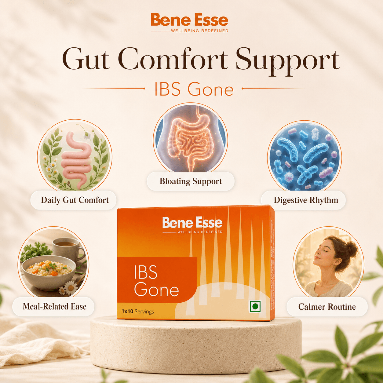 IBS Gone product packaging detail view